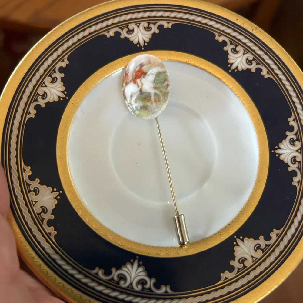 Vintage Porcelain Horseriding Stickpin